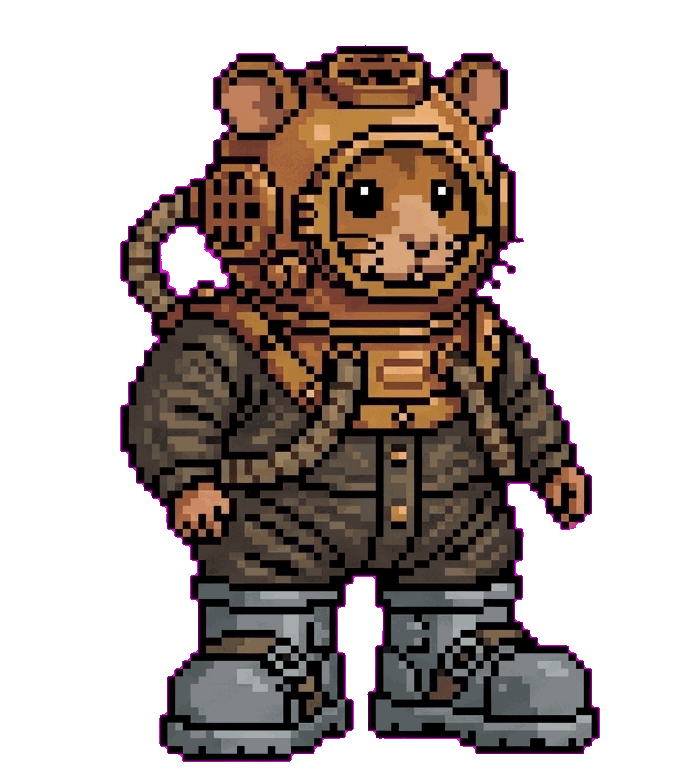 deep-sea diver hamster attempting a moonwalk in enormous lead boots deep-sea diver hamster attempting a moonwalk in enormous lead boots
